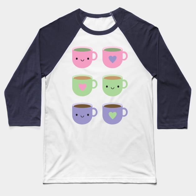 Time For Tea - Kawaii Cup of Tea Baseball T-Shirt by marcelinesmith